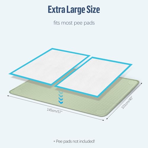 Pee Pad Holder for Dogs 57''x40'' Silicone Puppy Pee Pad Tray (Green)