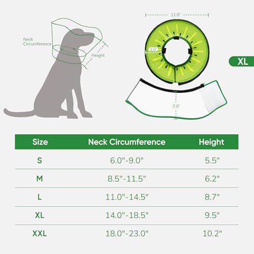 Sponge Dog Cone Collar Stop Licking After Surgery (Kiwi / XL(Neck 14"-18.5"))