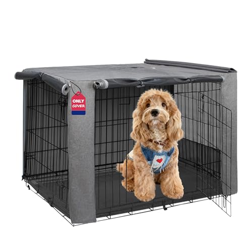 30 Inch Dog Crate Cover with Mesh (30.0"L x 19.0"W x 21.0"H / Grey)