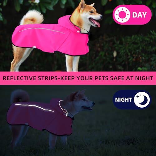Dog Raincoat Adjustable Waterproof Pet Rain Jacket (Hot Pink / Medium)