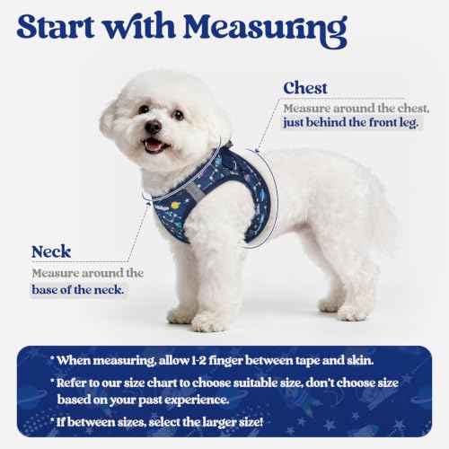 Dog Harness Small Sized and Leash Set (Navy Space Pups / Xs (chest: 13.3 - 15.5"))