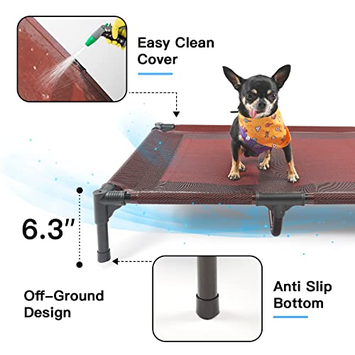 Elevated Dog Bed Waterproof Outdoor (M (30"Lx 23"Wx6.3"H) / Red)
