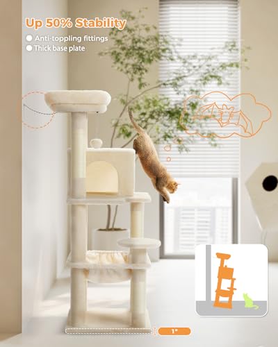 45.7" Cat Tree with Hammock (Beige / 45.7in)