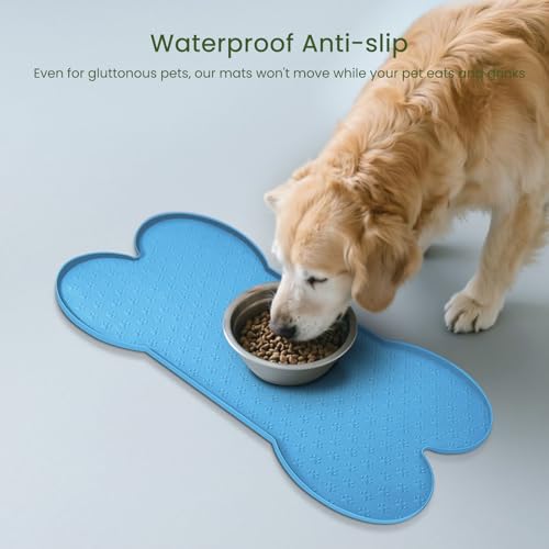 Dog Food Mat Anti (19.4" x 9.8" / Blue)
