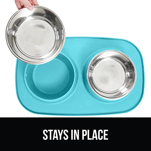 Dog Bowl with Feeding Mat (Turquoise / 3 Cup Bowls)