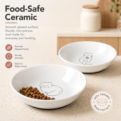Non Slip Cat Food Bowls (white-B)