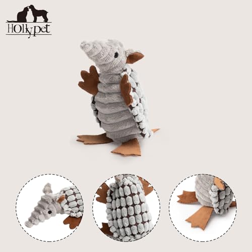 Armadillo Squeaky Puppy Dog Toys for Small Medium Dogs (6 IN / Gray)