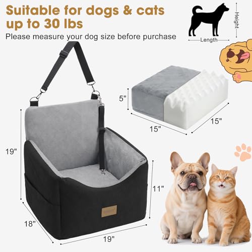 Dog Car Seats for Small Medium Dogs Under 35lbs (Black Light Grey / Small/Medium)