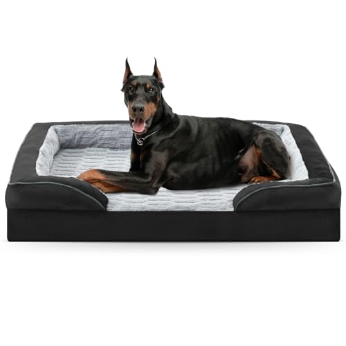 Orthopedic Supportive Extra Large Dog Bed (48.0''l x 35.0''w x 6.5''th / Black)