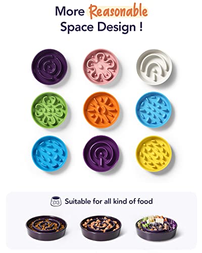 Dog Bowls Slow Feeder Ceramic (Maze Purple / M-1.5 Cups)