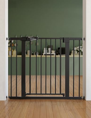 PressGuard Baby Gate for Stairs (Black / 30"Tall 26"-40" Wide)