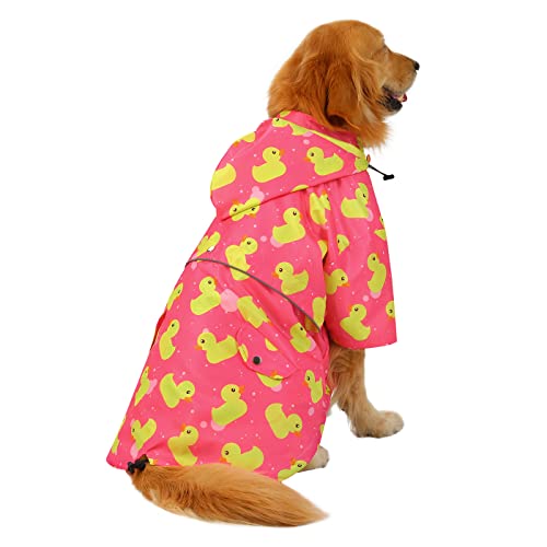 Premium 2 Layer Zip Dog Raincoat Poncho w (X-Large / Ducks Pink)