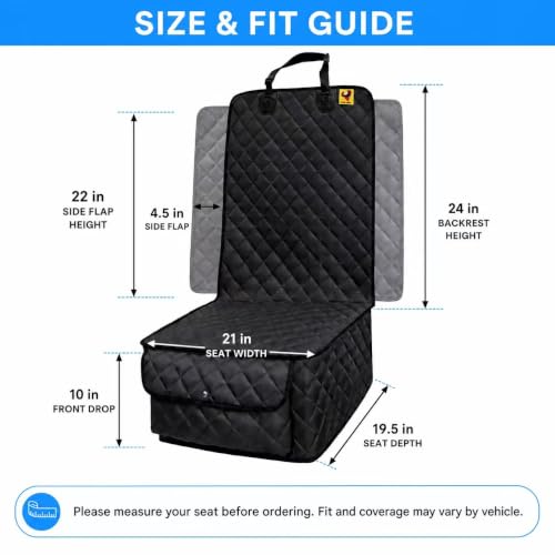Deluxe Dog Seat Cover for Front Seat (Black-2 Pack)