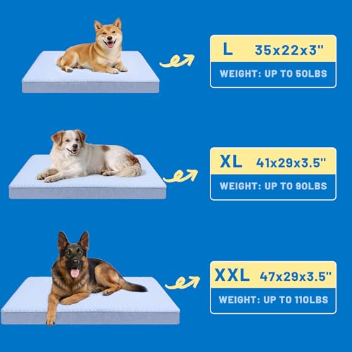 XL Cooling Dog Beds for Large Dogs (Blue / X-Large-41"x 29" x 3.5")
