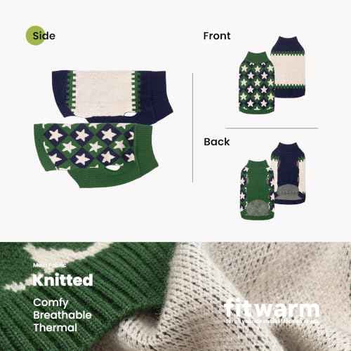 2 Pack Star & Color Block Dog Jacquard Sweater (XX-Large / Star & Color Block)