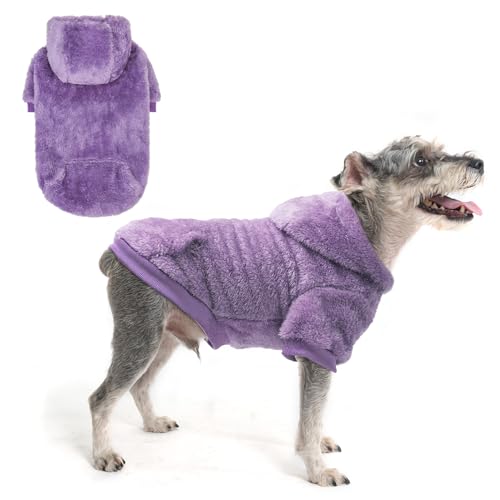 Fleece Dog Sweaters Hoodie for Small Medium Large Dogs Girls Boys (Small / Purple)