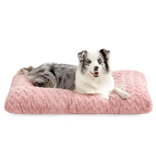 Washable Large Dog Bed for Crate (Pink / 36" x 27" x 3.5")