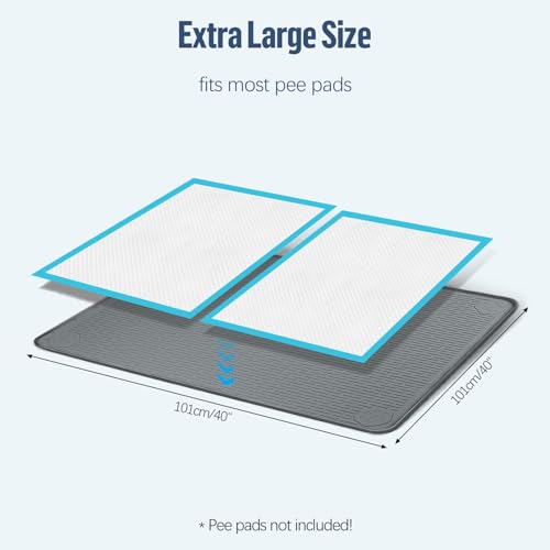 Pee Pad Holder for Dogs 40''x40'' Silicone Puppy Pee Pad Tray (Dark Grey)
