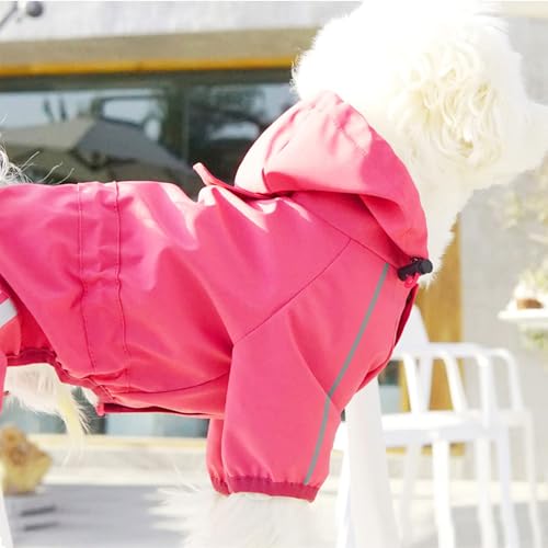 Dog Raincoat Waterproof Dog Rain Jacket with Hood (Pink / Small)