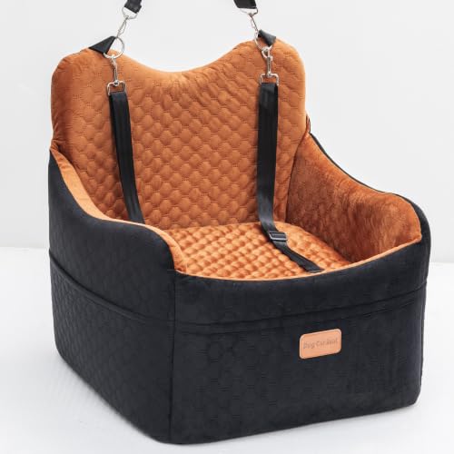 Dog Car Seat for Small Dogs Up to 30 lbs (Black/Orange / M)