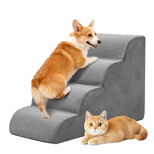 Dog Stairs for Small Dogs and Cats (Grey / Round-19.7"H)