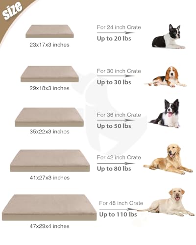 Orthopedic Dog Bed for Medium Dogs with Waterproof Lining (Khaki / 29.0"L x 18.0"W x 3.0"Th)