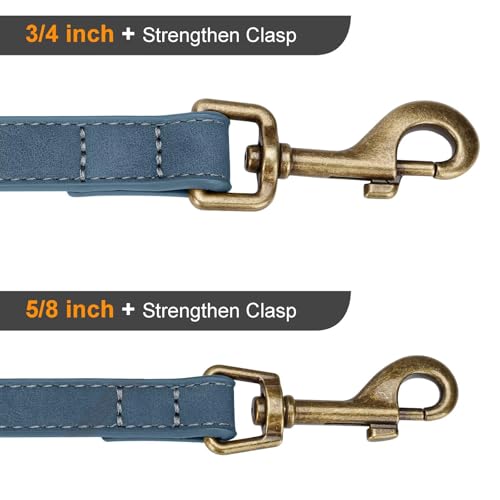 PU Leather Dog Leash for Small Dogs (Blue / 5/8''x 5FT)