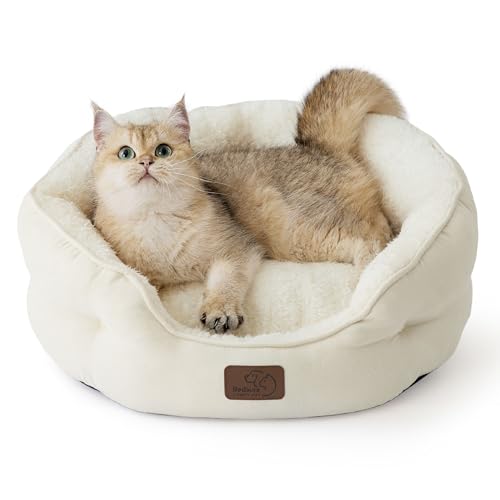 Small Dog Bed Washable (20"L x 19"W x 6"Th / Ivory)