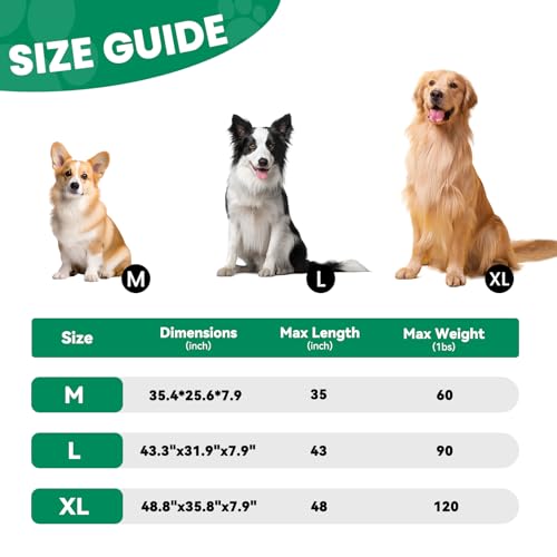 Elevated Dog Bed Outdoor Cooling Raised Cot for XL Dogs (XXL-53.9"L×35.8"W×7.9"Th / Green)