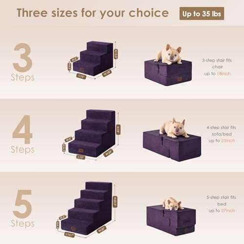 Dog Stairs for Small Dogs 13.5" H (Purple / Standard 15" x 18" x 13.5")