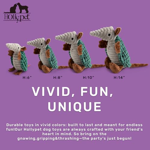Armadillo Squeaky Puppy Dog Toys for Small Medium Dogs (8 IN / Deep Green)