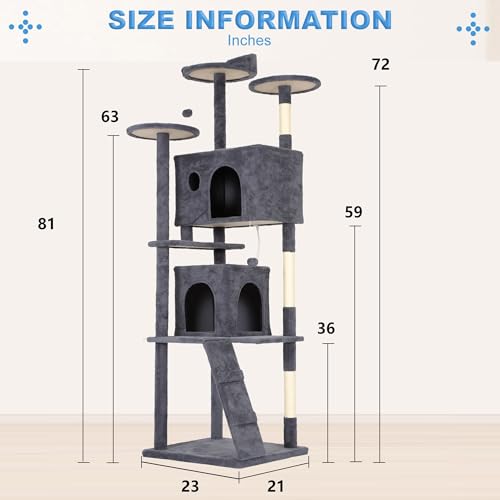81" Cat Tree Tower (Dark Gray)
