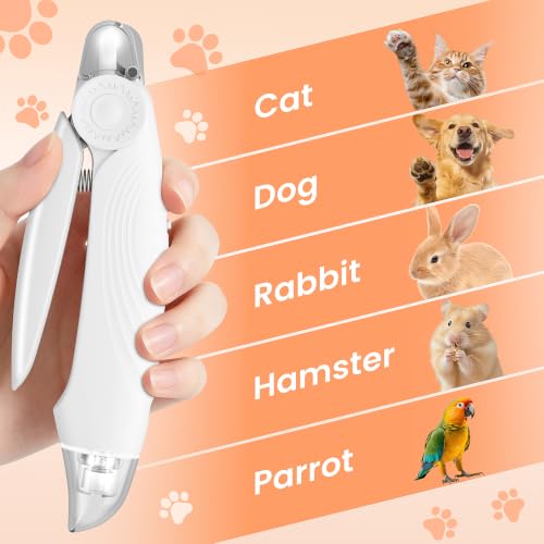 2-in-1 Dog & Cat Nail Clippers and Grinder with 2 Light, Quiet Electric Pet Nail Trimmers for Small Medium Large Dogs & Cats Claw, Safety Guard Usb Rechargeable, Professional Grooming Tool