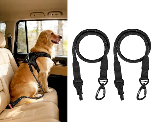 2 Packs Dog Seat Belt for Car (Black, Black / 2 Packs)