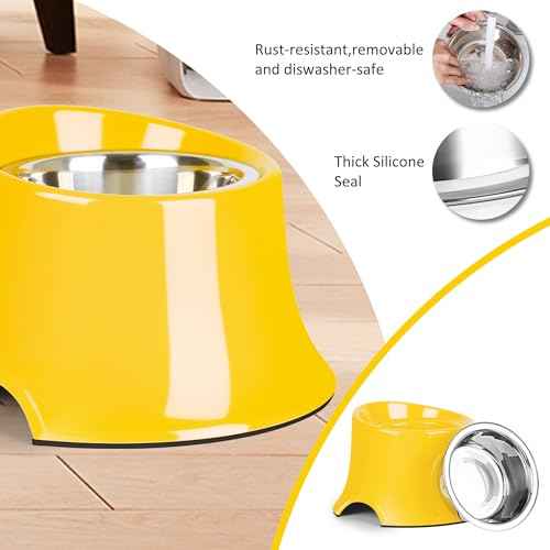 Non Slip Elevated Dog Bowl (L/3 Cup / Yellow)