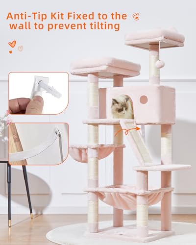 Sturdy Cat Tree (Jelly Pink / 57.5 Inches)