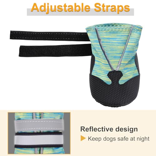 Water Resistant Dog Boots for Medium Large Dogs (Turquoise(Waterproof) / XXL (Insole Width 3.2")for 94~100lb)