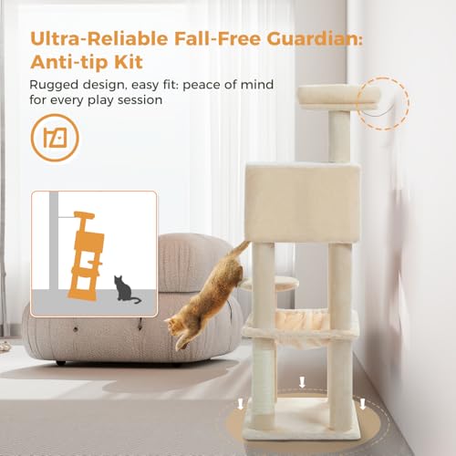 44.5" Cat Tree with Metal Hammock (Beige / 44.5in)