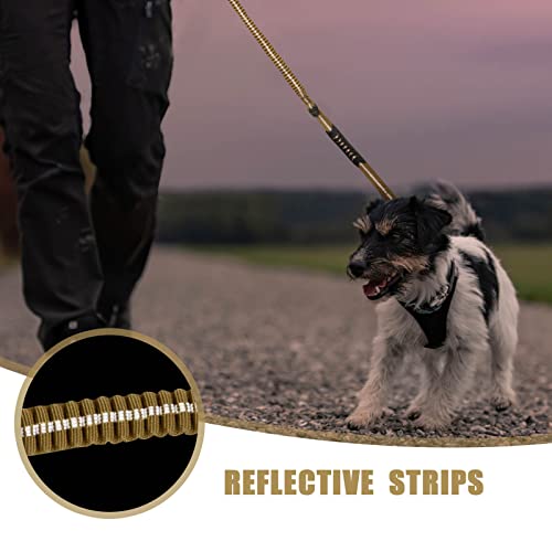 Tactical Shock Absorbing Bungee Dog Leash Heavy Duty (Khaki / Aviation aluminum)