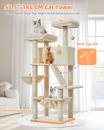 Sturdy Cat Tree (Beige / 57.5 Inches)