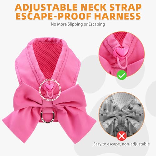 Small Dog Harness and Leash Set (Fuchsia / S (Chest Girth: 13.8"-15.7"))