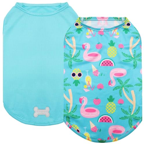 2Pack Dog Shirts for Small Dogs Breathable Mesh Tank Top (Small (4-7lbs) / 1# 2Pack (Flamingo+blue))