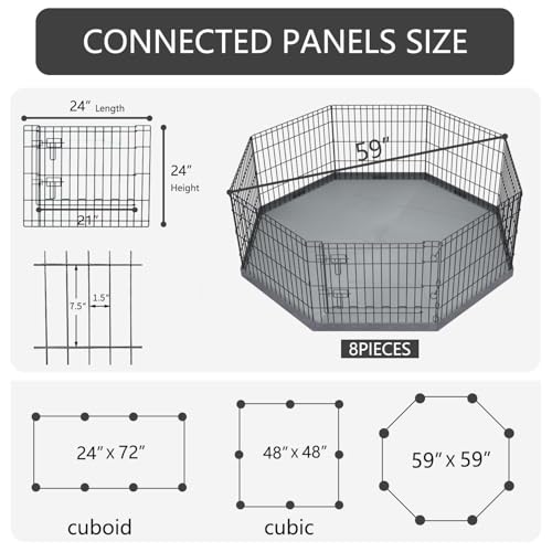 Foldable Metal Dog Exercise Pen (Gray / 24''H)