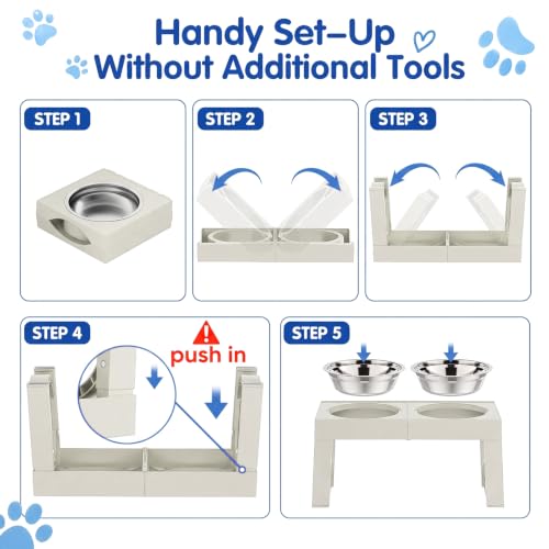 Elevated Dog Bowls Large Breed Raised Dogs Bowl Stand Large (B-White)