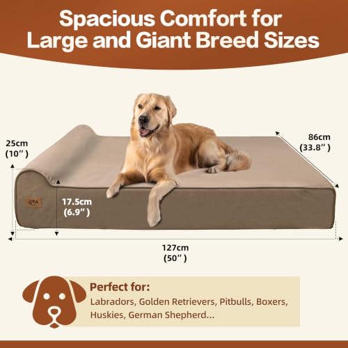 XXL 35D Memory Foam Dog Bed for Extra Large Dogs (XX-Large / Brown)