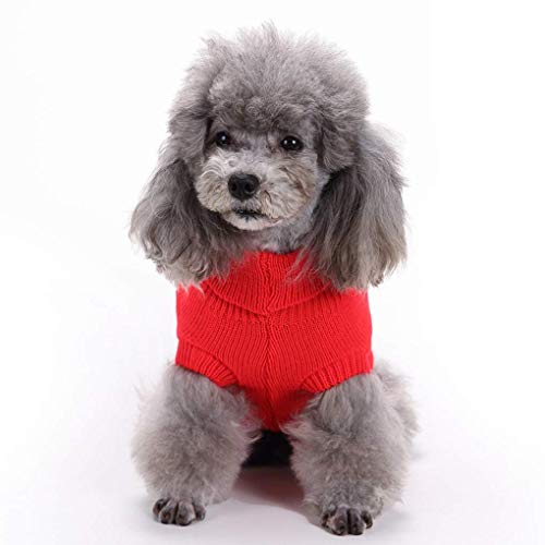 Dog Sweater Soft Warm Turtleneck Knitted Clothes for Small Medium Large Pet (Red / XX-Small)