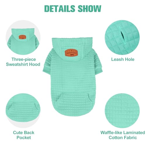 Dog Hoodies Sweater for Large Dogs (Mint Green / 2XL (Back: 27",Chest: 35.5", Neck: 25"))