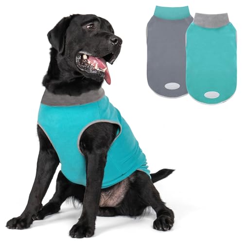 2 Pack Fleece Dog Sweater Pullover Lightweight Reflective Jacket (XXX-Large / 1# Teal & Grey)