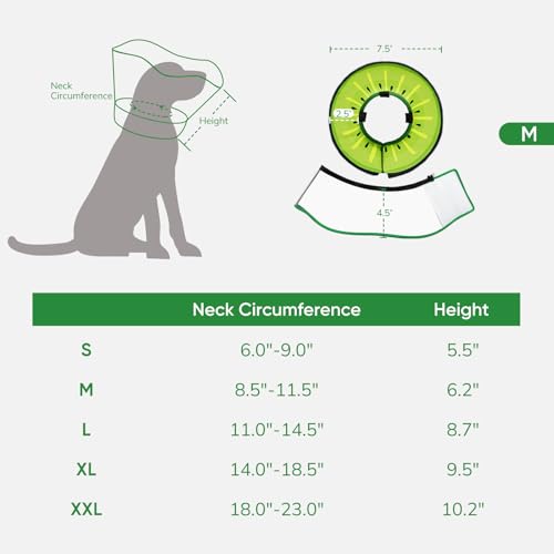 Sponge Dog Cone Collar Stop Licking After Surgery (Kiwi / M(Neck 8.5"-11.5"))