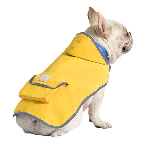 2-in-1 Reversible Dog Raincoat Hooded Poncho Rain Jacket YLW Duck M (Medium / Ducks / Yellow)